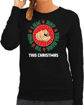 Bellatio Decorations Foute Kersttrui/sweater voor dames - not talking to you - zwart - kerstfeest L