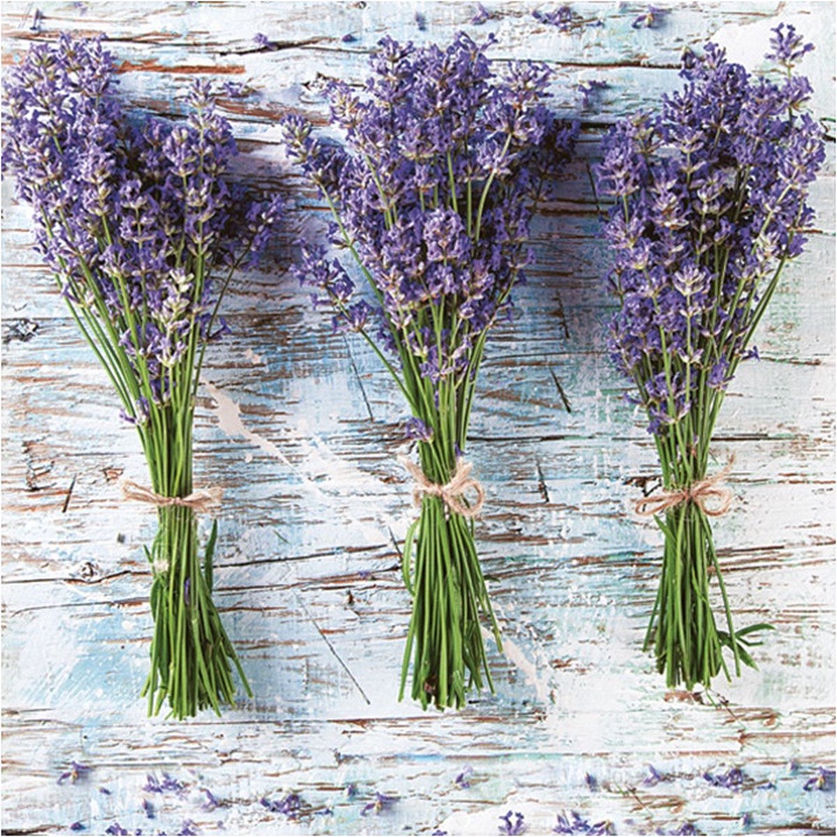 Daisy lunch/diner servetten - 60x st - 33 x 33 cm - lavendel - feestservetten