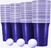 Beerpong - 50 stuk(s) - Blue Cups Inc. 10 Ballen - Beerpong drankspel - Plastic Bekers - Beer Pong