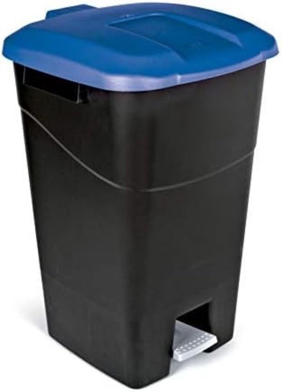 BRB Pedaalemmer met wieltjes, inhoud 60 liter, HxBxD 700x380x490 mm (grijs/rood