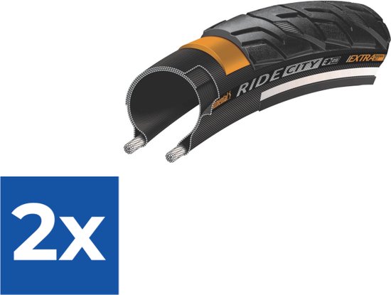 Continental Buitenband Ride City 28 X 1 1/4 X 1 3/4 (32-622) Zwart - Voordeelverpakking 2 stuks