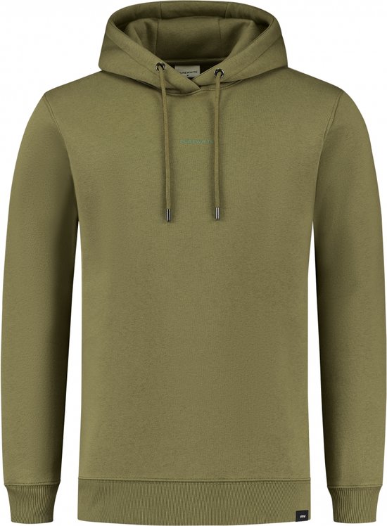 Purewhite - Heren Regular fit Sweaters Hoodie LS - Olive - Maat XXL