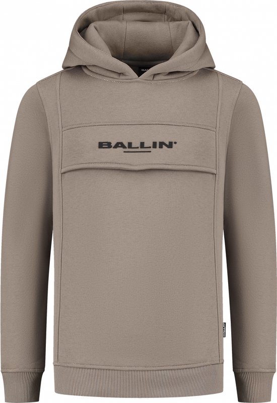 Ballin Amsterdam - Jongens Regular fit Sweaters Hoodie LS - Taupe - Maat 8