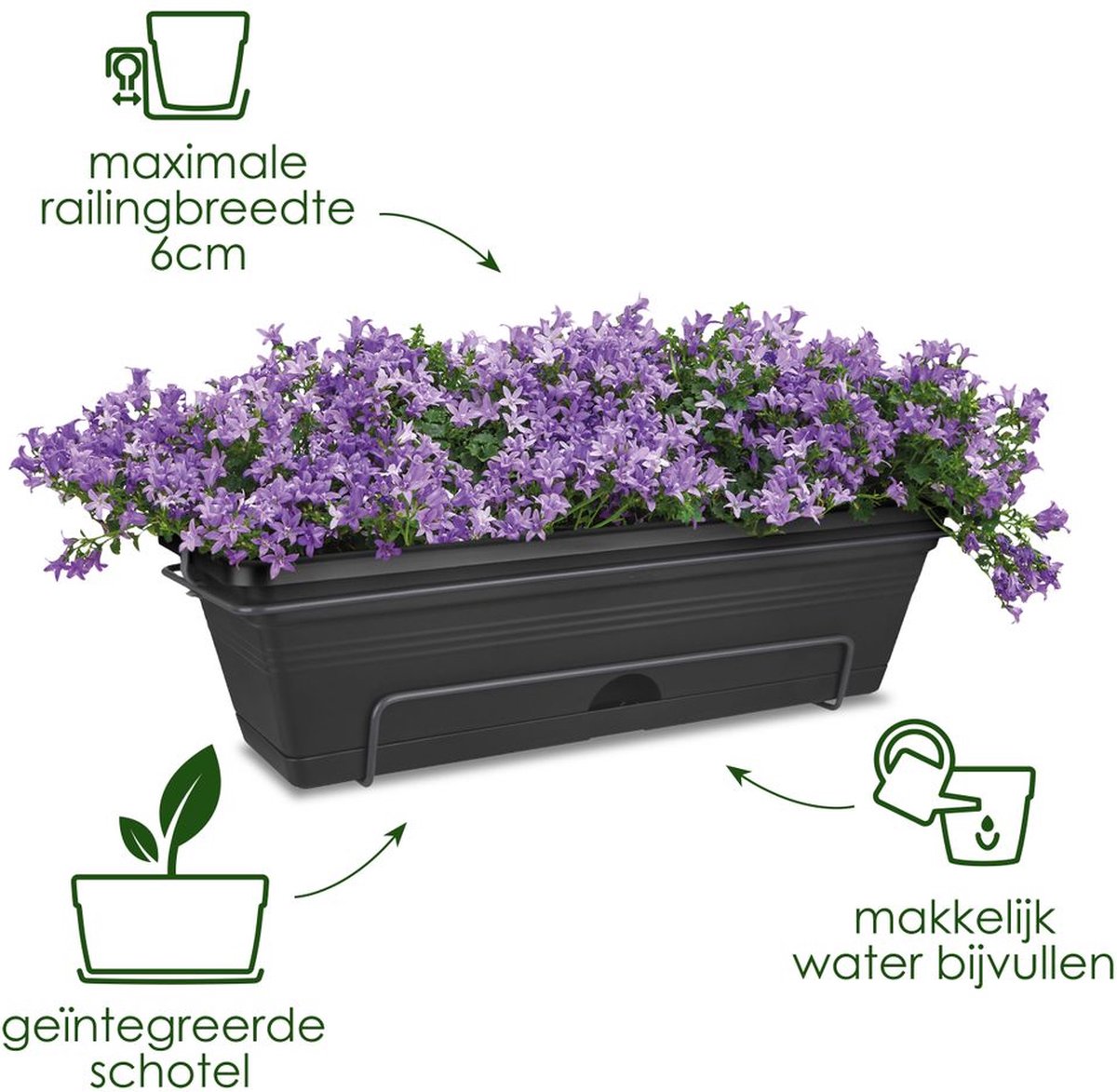 Elho Green Basics Balcony Planter Allin1 50 - For Outdoor Balcony