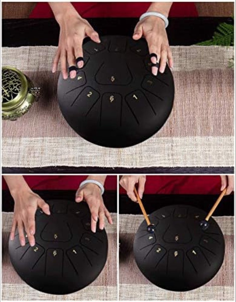 Steel Tongue Drum Handpan Drum Hangdrum Handpan 30 cm ZWart bol.