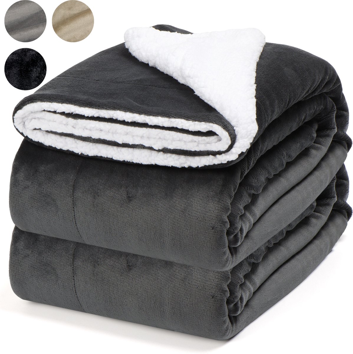 Pazzo Goods Fleece Plaid XXL – 220x170 cm – Dekentje voor op de Bank – Fleece Deken Donkergrijs – Plaid voor Woonkamer & Bank – Comfortabele Bank Deken – Warm & Zacht – Cadeau