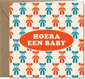 Tallies Cards wenskaarten -Geboorte, baby, zoon, dochter – RETRO collectie - 4 kaarten met envelop – duurzaam