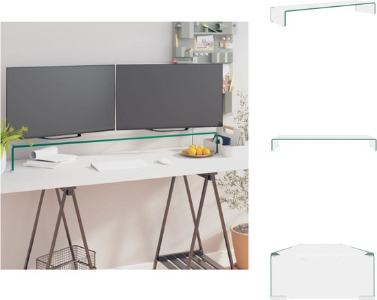 vidaXL TV-meubel gehard glas - 110 x 30 x 13 cm - verhoger multimediadragers - Kast
