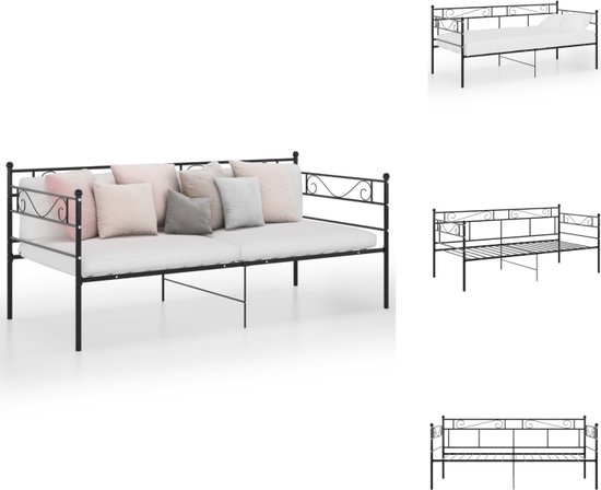 vidaXL Bedbank Verstelbaar Zwart - 206.5 x 95 x 89.5 cm - Metalen Constructie - Bed