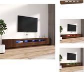 vidaXL TV-meubel LED-verlichting - bruineiken - set van 2 - 100 x 35 x 40 cm (B x D x H) - USB-aansluiting - Kast