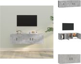 vidaXL Tv-meubelset Betongrijs - Klassiek en praktisch - Wandgemonteerd - Voldoende opbergruimte - Hoge kwaliteit hout - Kast
