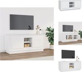 vidaXL TV-meubel - Trendy - Praktisch - Opbergruimte- 4 vakken - Stevig blad - Praktische deuren - Handleiding bijgevoegd - Kleur- wit - Materiaal- bewerkt hout - Afmetingen- 102 x 35 x 45 cm (B x D x H) - Kast