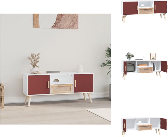 vidaXL TV-meubel Classic - TV-meubel - 105 x 30 x 45 cm - Duurzaam hout - Opbergruimte - Praktische deur - Presenteerfunctie - Handleiding inbegrepen - Kleur- wit - rood en oranje - vidaXL - Kast