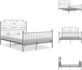 vidaXL Metalen Bedframe - Grijs - 206 x 164 x 131 cm (L x B x H) - Geschikte matras- 160 x 200 cm (B x L) - Montage vereist - Bed