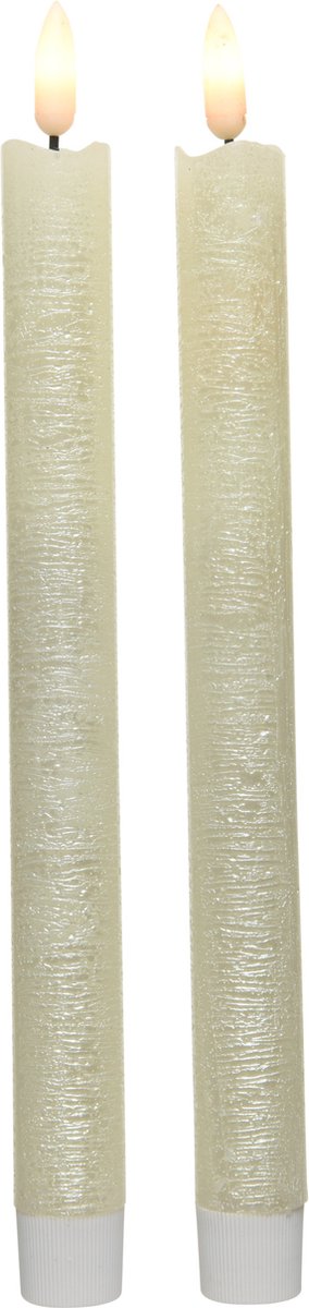 Lumineo Dinerkaarsen - LED - 2x - wit - 24 cm - ledkaarsen