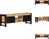 vidaXL Tv-meubel Industriële Stijl - 120 x 30 x 40 cm - Massief Mangohout - Gepoedercoat IJzer - Kast