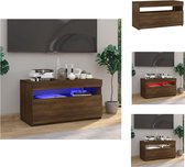 vidaXL TV-meubel LED-verlichting - 75 x 35 x 40 cm - bruineiken - USB-aansluiting - Kast