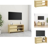 vidaXL TV-meubel Grenenhout - 80 x 31 x 39 cm - Met lades en opbergschappen - Kast