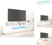 vidaXL TV-meubel - LED-verlichting - hoogglans wit - bewerkt hout - 200 x 35 x 40 cm - RGB LED-verlichting - Kast