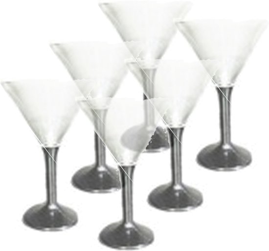DID Martini/cocktailglazen - 12 stuks - transparant/zwart - kunststof - 165 ml