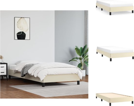 vidaXL Bedframe Crème Kunstleer - 203x83x25 cm - Duurzaam - Ondersteunende poten - Multiplex lattenbodem - Bed