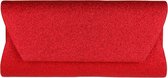 Sac de soirée - Tissu pailleté rouge foncé - Taille plus grande - Fermeture aimantée - Chaîne bandoulière dorée - 26x12,5cm