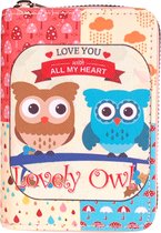 Portemonnee - Uitjes op Tak - Lovely Owl - Gekleurde Vlakken - Rits - 13x9cm