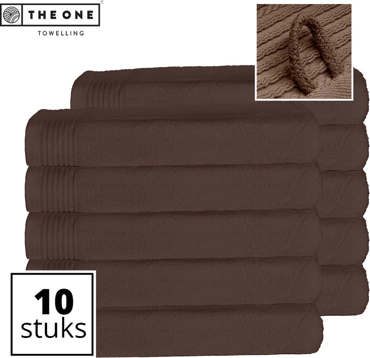 The One Towelling Classic Strandlakens - 100 x 180 cm - 10 Stuks - Voordeelverpakking - Hoge vochtopname - 100% Gekamd katoen - Taupe