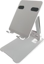 DrPhone MTH2 Metalen Tablet Houder – 180 Graden Verstelbaar - Rotatie - Standaardhouder - Superstabiliteit – Wit/Zilver