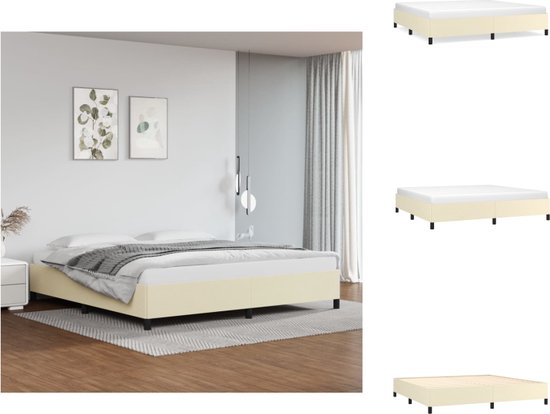 vidaXL Bedframe Crème - Kunstleer - Multiplex - 203x203x35cm - Bed