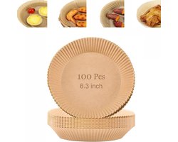DiverseGoods 100 Stuks Wegwerp Papieren Liners Non-stick Airfryer Liners Koken Papier - Natuur - Geschikt voor Air fryer