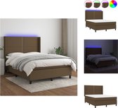 vidaXL Boxspring Bed - Donkerbruin - 193x147x118/128 cm - Verstelbaar hoofdbord - Kleurrijke LED-verlichting - Pocketvering matras - Huidvriendelijk topmatras - Inclusief montagehandleiding - Bed