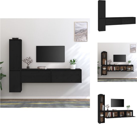 vidaXL Wandkasten - Massief grenenhout - Diverse maten - Trendy design - Kleur- zwart - Kast