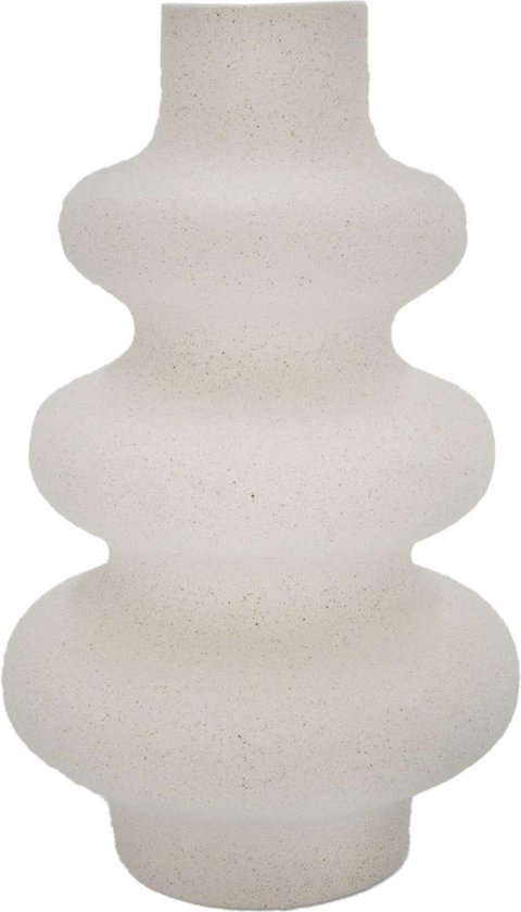 Intirilife Keramische Vaas in Wit - 14.5 x 21.5 cm - Spiraalvaas, decoratieve vaas, ideaal voor bloemen, pampasgras en gedroogde bloemen
