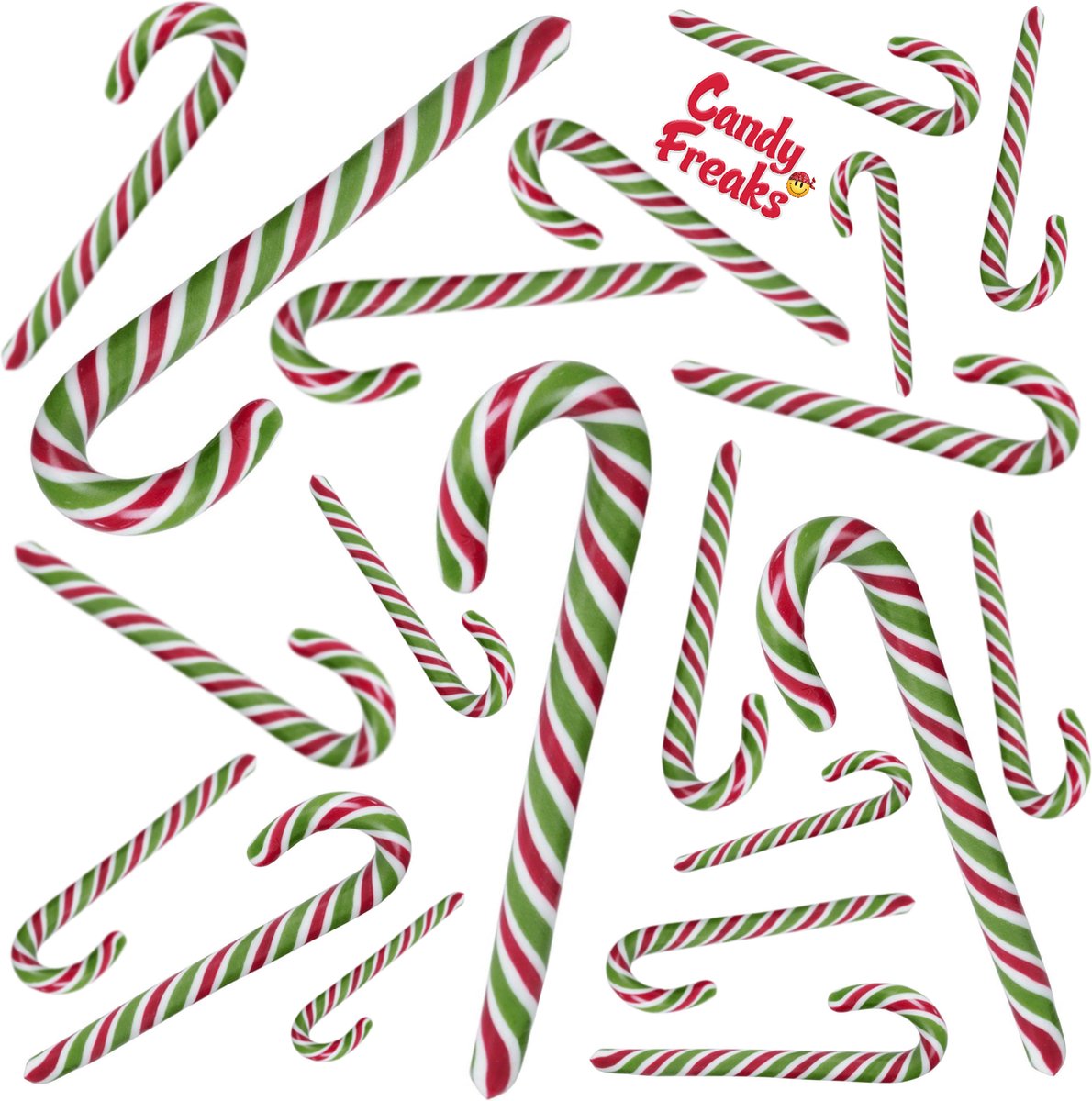 Zuurstokken 20 stuks Groen / Rood / Wit Candy cane Kerst