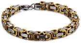 Koningsarmband Heren - Zilver / Goud kleurig - 6mm - Enkele Schakel - Byzantijnse Stijl - Armband Schakelarmband - Armbanden - Cadeau voor Man - Mannen Cadeautjes
