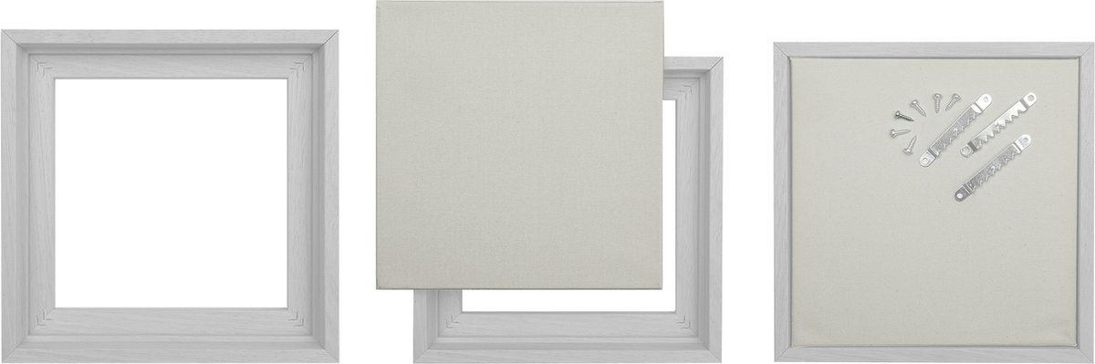 Drieluik; 3 houten baklijsten (kaders) wit met GRATIS katoenen doeken 30 x 40 cm