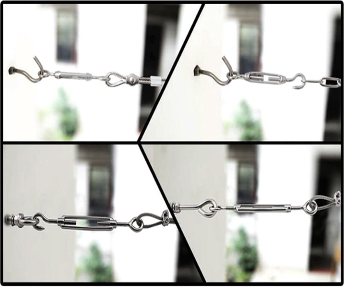 6 Pièces Tendeurs De Câble M4 Acier Inoxydable 304 - Crochet Et Oeil Réglables Pour Fil à Linge Et Fixations