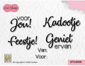 DTCS039 Nellie Snellen Clear Stamp Feest verjaardag - stempel tekst - nederlandse teksten - voor jou, kadootje, feestje, geniet er van, van voor