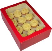 Rode doos voor 12 minicupcakes (per 25 stuks)