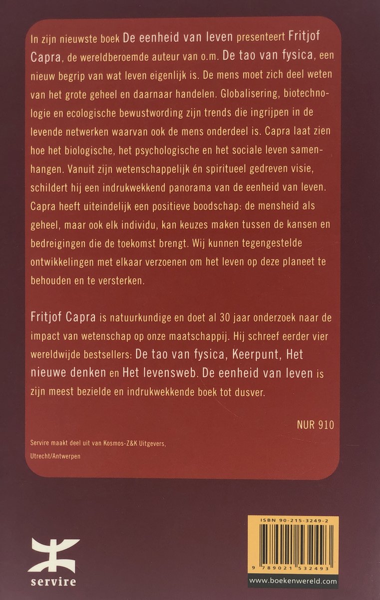Eenheid Van Leven - back cover