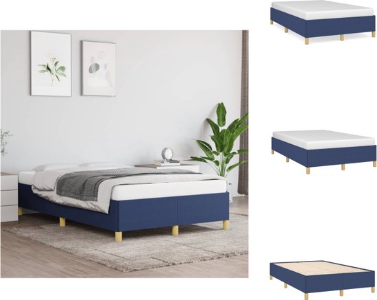 vidaXL Bedframe - Blauw - 203 x 123 x 35 cm - Stof en multiplex - Bed