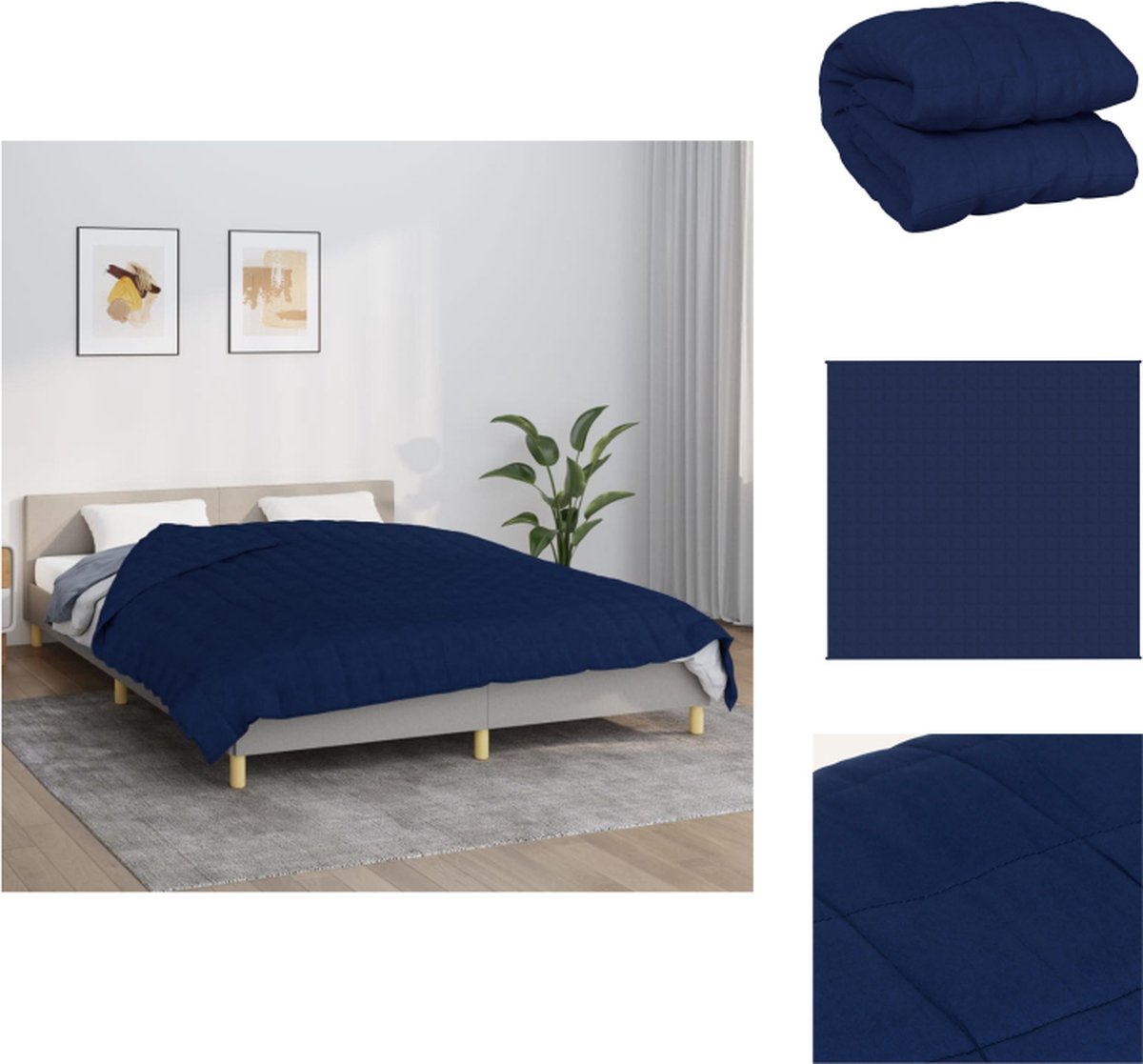 vidaXL Verzwaringsdeken 220x235 cm 15 kg stof blauw - Verzwaringsdeken - Verzwaringsdekens - Deken - Beddengoed