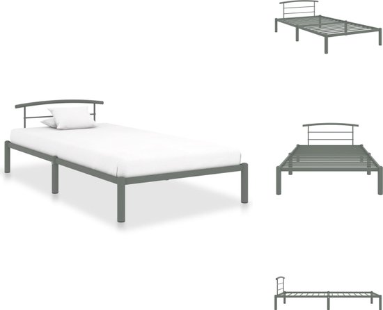vidaXL Metalen Bedframe - Grijs - 210 x 110 x 63 cm - Geschikt voor 100 x 200 cm Matras - Bed