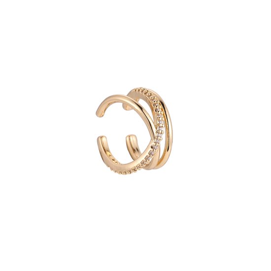 Dottilove Earcuff - Gekruiste linten Oorknop - 14K Goud Verguld - Minimalistisch - Goud