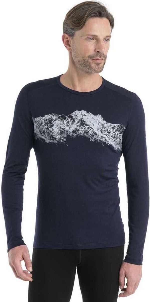 Ondershirt Icebreaker Men Merino 200 Oasis LS Crewe Remarkables Midnight Blauw