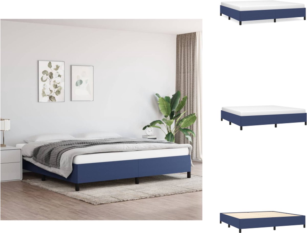 VidaXL Bedframe Blauw Stof Multiplex 203 x 203 x 35 cm Duurzaam en Ondersteunend Bed