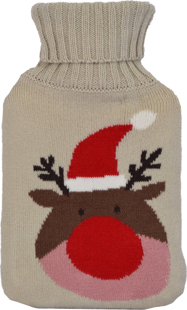Goedkoopste Luxe Warmwaterkruik met Zachte Lichtgrijze Hoes | 850ml, Langdurige Warmte | Ideaal Kerstcadeau voor Dames