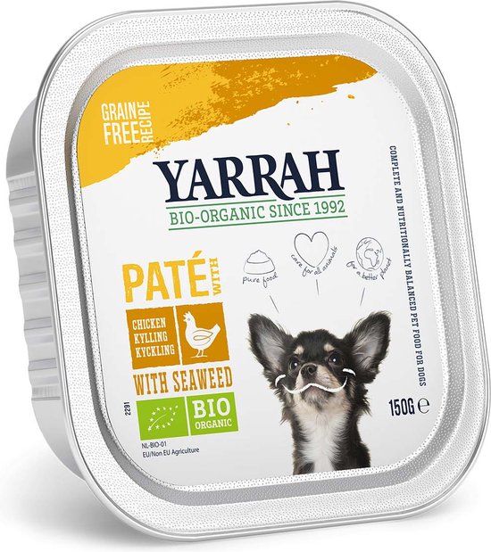Yarrah dog alu pate kip / zeewier graanvrij hondenvoer 12x150 gr