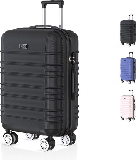 Voyagoux® AVALON - Reiskoffer Large - 113L - Koffers - Reiskoffer met wielen - Zwart -TSA Slot
